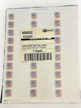 💥 NCR American Flag Blank Premium Address Return Labels Laser InkJet Printer